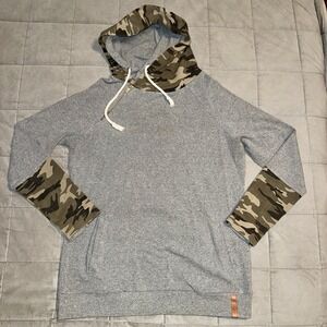 Ampersand Avenue Women's XL Double Hood Hoodie Sweatshirt Grey Camo